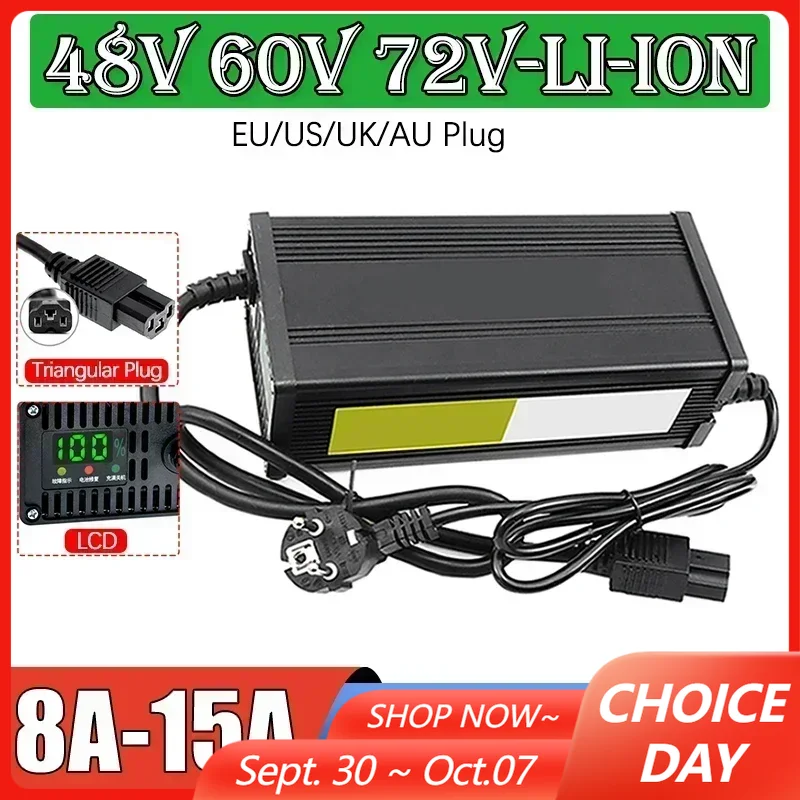 72V 15A Fast Charger - 48V 60V 72V Electric Vehicle Lithium